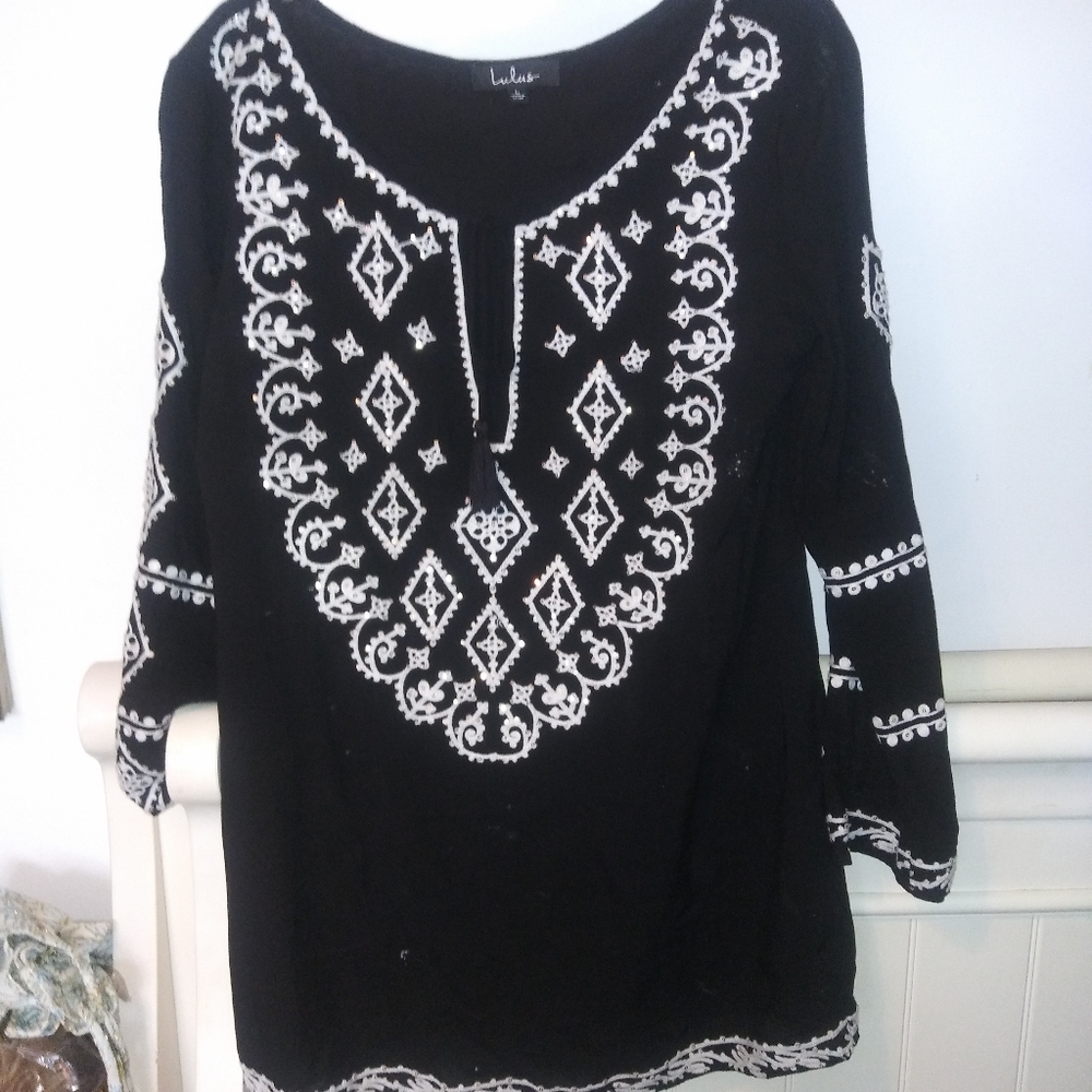 Cotton embellished tunic
